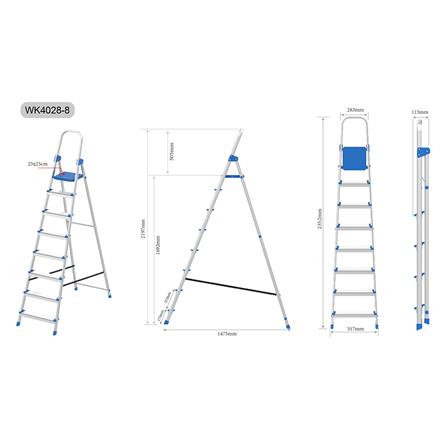 A-FRAME ALUMINUM LADDER WITH HANDLE MATALL WK4028-8 8-STEP