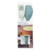 2PCS SET SILICONE SPATULA + SILICONE BRUSH COOK CHARMY BLUE & WHITE