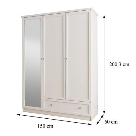 WARDROBE WITH 3 DOORS FURDINI HELENA 150CM WHITE [EXCLUSIVE FROM HOMEPRO THAILAND]