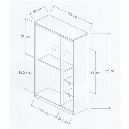 WARDROBE WITH 3 DOORS FURDINI THRU WD1254 120CM OTTAWA/SANDSTONE [EXCLUSIVE FROM HOMEPRO THAILAND]