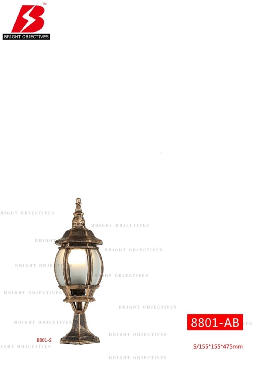 BO GATE LAMP 8801/S 475MM E27 ANTIQUE BRASS