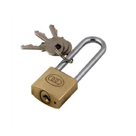 TRI-CIRCLE LONG SHACKLE  BRASS PADLOCK 50MM