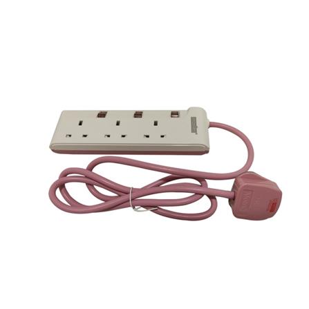MORRIES EXTENSION SOCKET 3GANG 1.5M WITH NEON PINK MS3233-1.5
