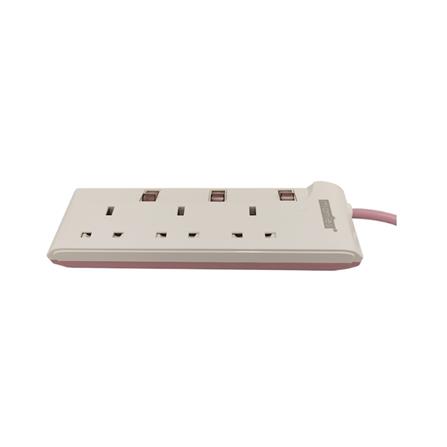 MORRIES EXTENSION SOCKET 3GANG 1.5M WITH NEON PINK MS3233-1.5