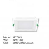 YETPLUS RECESSED DOWNLIGHT LED 5013 18W GLASS DAYLIGHT (6500K) SQUARE 6"