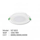 YETPLUS RECESSED DOWNLIGHT LED 5012 12W GLASS DAYLIGHT (6500K) ROUND 5"