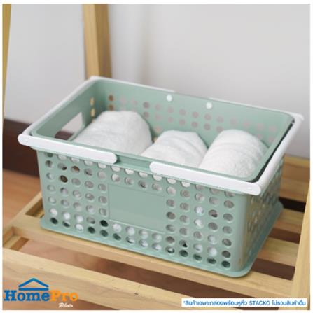 STORAGE BOX WITH HANDLE STACKO SIZE S CIRCULAR PRODUCT GREEN 29.5x18.5x13CM