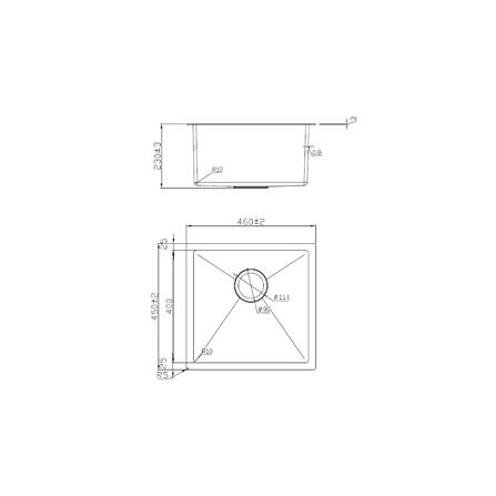 LIVINOX BUILT IN UNDERMOUNT SINK LUS-4645 STAINLESS STEEL 304 46CM