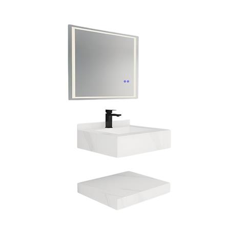 SILVERHILL SINTERED STONE WASHBASIN SET SS-201 WHITE 60X50CM