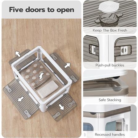 FOLDABLE STORAGE BOX 28L 40.5X29X24CM COSSY+ 9005 WHITE/CLEAR