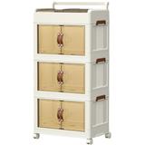3-TIER STORAGE CABINET WITH WHEELS 45X27X93CM COSSY+ 9089-3 IVORY/WHITE