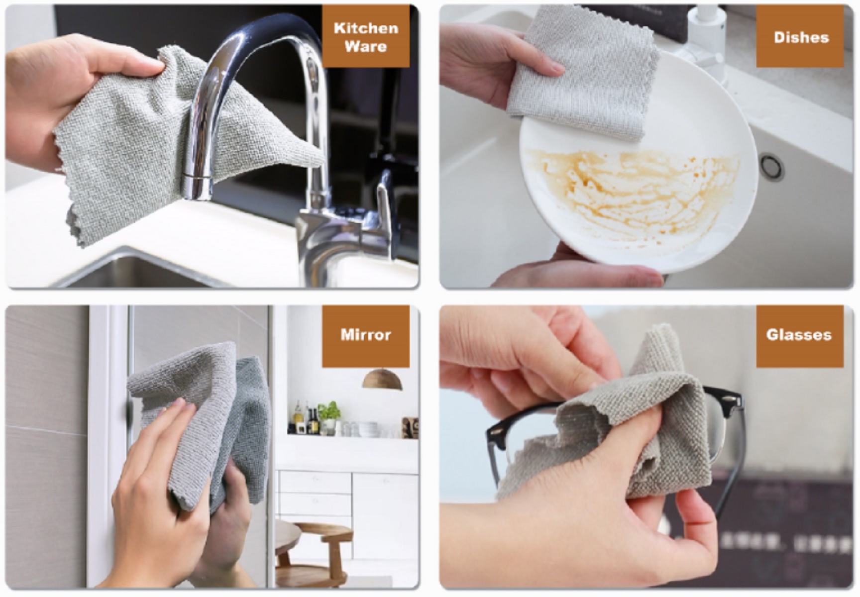 MICROFIBER CLEANING CLOTH (BOX) ACCO 22X22CM 20PCS GREY