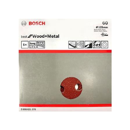 BOSCH VELCO SANDING DISC 5" 60-GRIT 2608621578
