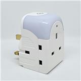 MORRIES 3 WAY ADAPTER WITH NIGHT LIGHT MS3003/WNL WHITE