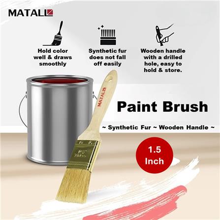 MATALL 1.5" SYNTHETIC BRUSH WOODEN HANDLE WHITE