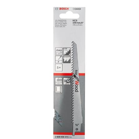 BOSCH RECIPROCATING SAW BLADE S644D (TOP FOR WOOD) 150X19X1.25MM  5PCS/PACK