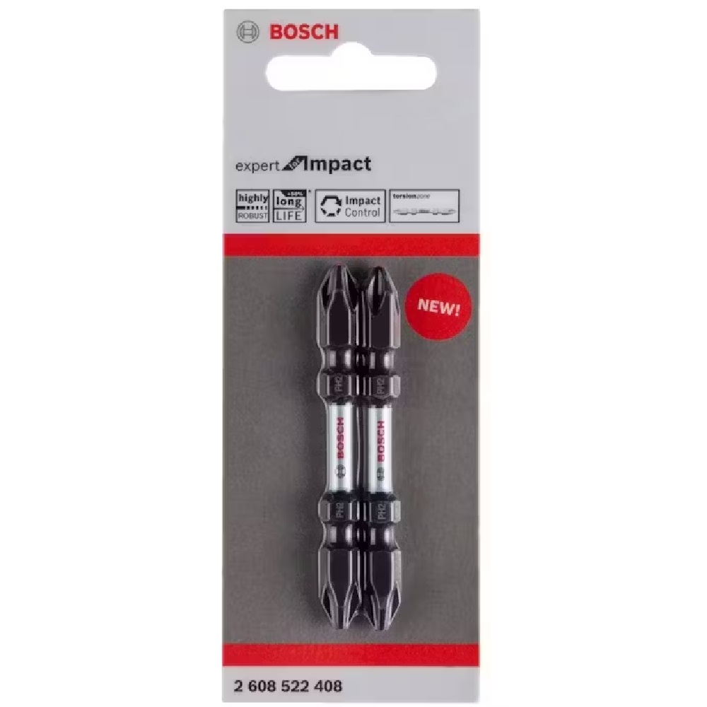 BOSCH SCREWDRIVER BIT PH2 65MM (EXPERT FOR IMPACT) 2EA/PACK BLACK