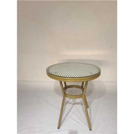 MARTINI PE RATTAN TABLE (GREEN/WHITE)  72CM H