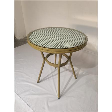 MARTINI PE RATTAN TABLE (GREEN/WHITE)  72CM H