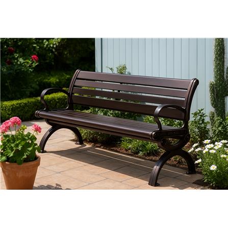 METEL BENCH WITH BACKREST/ARMREST  150CM RED COPPER