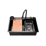 CABANA BUILT-IN KITCHEN NANOGRAIN SINK 1BOWL CKS7558-BL BLACK 80CM WITH PULL OUT MIXER TAP