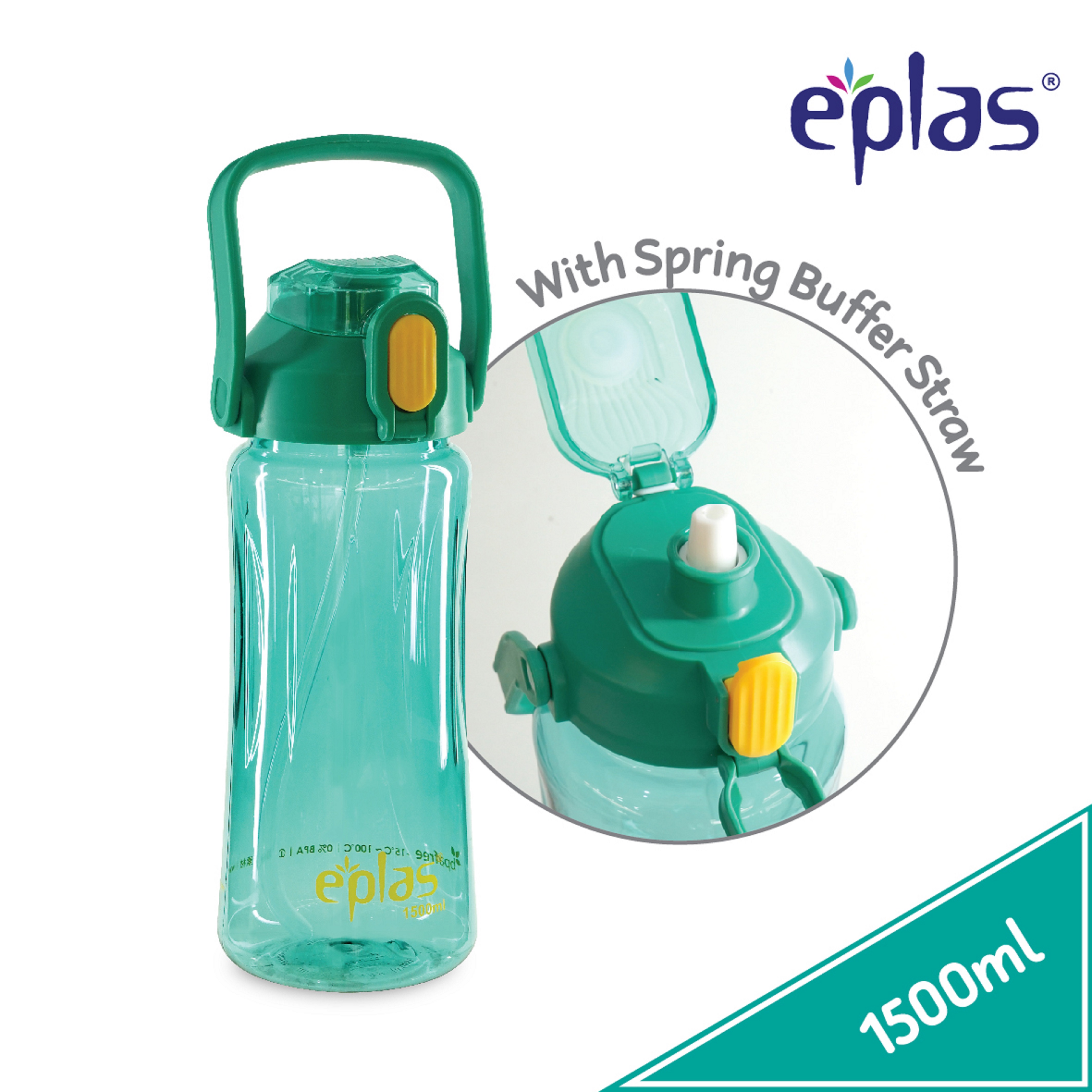 EPLAS WATER BOTTLE  1500ML W/STRAW -EGXH-1500BPA