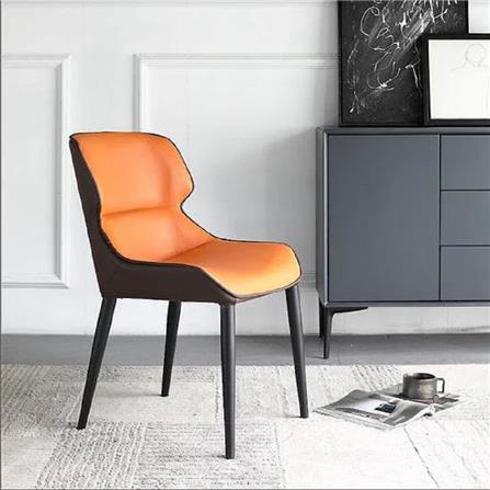 DINING CHAIR H005 PU KHAKI ORANGE