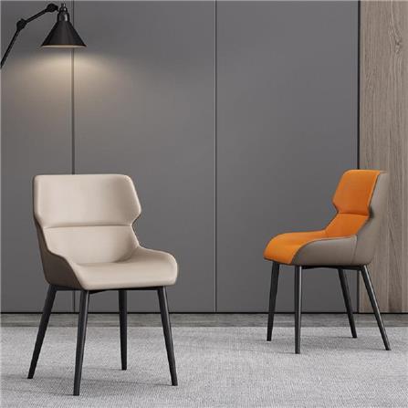 DINING CHAIR H005 PU KHAKI ORANGE