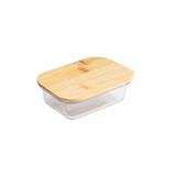 COSSY PLUS BOROSILICATE GLASS STORAGE CONTAINER 1040ML WITH BAMBOO LID -RECTANGULAR