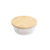 COSSY PLUS BOROSILICATE GLASS STORAGE CONTAINER WITH BAMBOO LID 400ML - ROUND