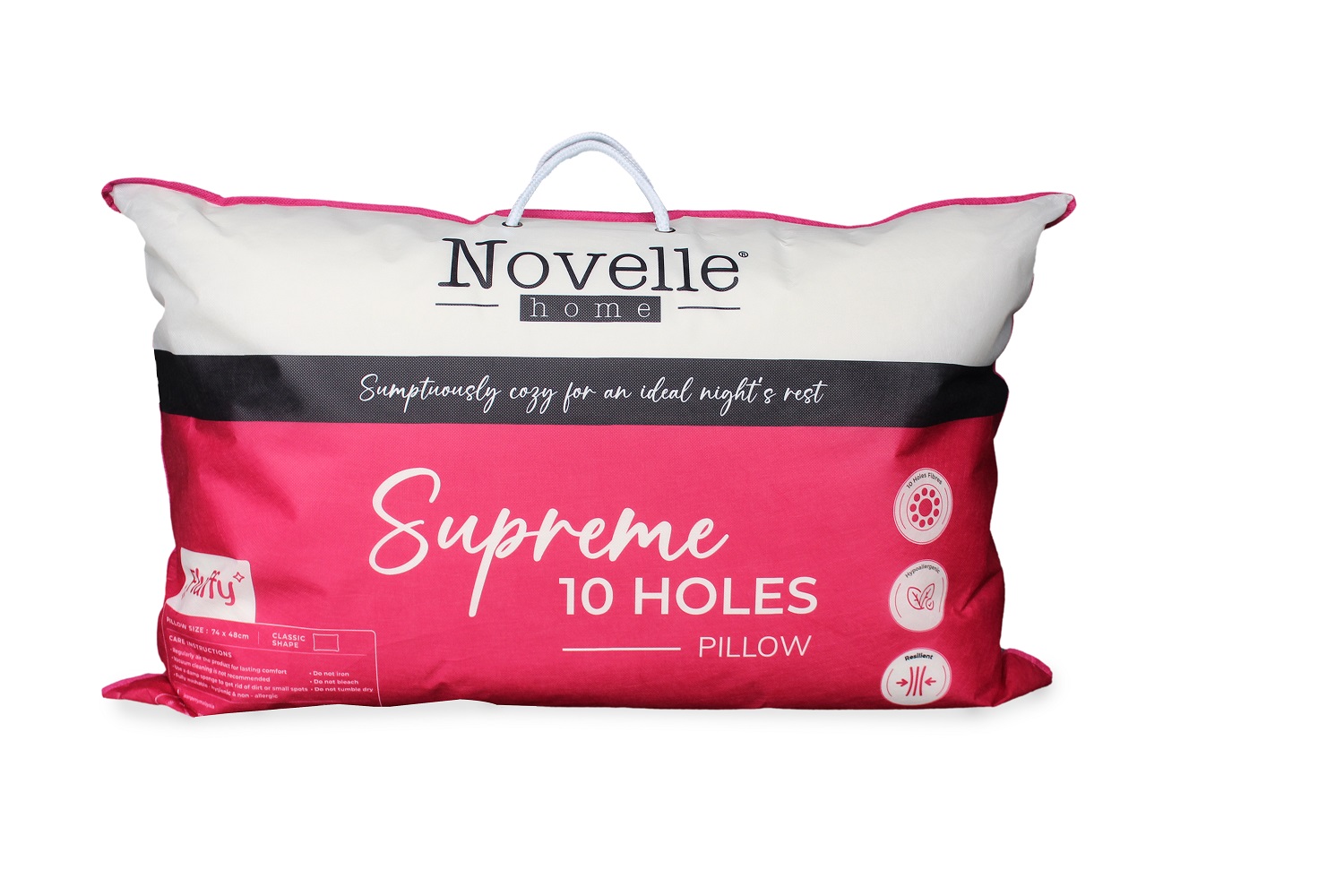 NOVELLE SUPREME 10HOLE PILLOW 48X74CM WHITE