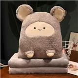 HLS PLUSH CUSHION BLANKET HEDGEDOG GRAY