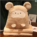 HLS PLUSH CUSHION BLANKET HEDGEDOG BEIGE