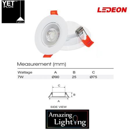 LEDEON LED EYEBALL E805 7W 3 COLOR WHITE ROUND 4"