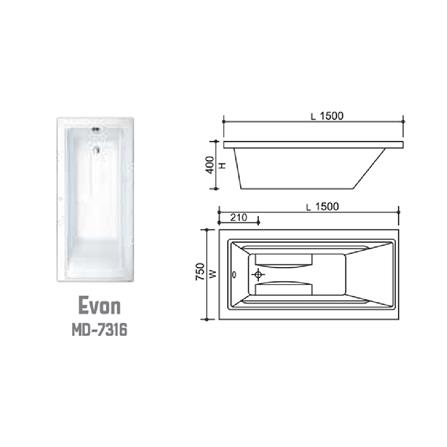 MODERN DEPOT EMPTY BATHTUB WITH NO PANEL (MD-7316 EVON)