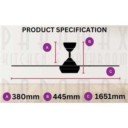 DEKA CEILING FAN PRIME65 8B LED MATT BLACK 65"