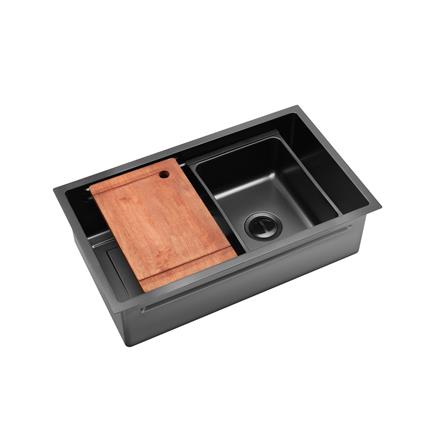 SORENTO BUILT-IN KITCHEN NANOMAGMA SINK SRTKS7846-BL 78CM 1BOWL STAINLESS STEEL WITH PULL OUT MIXER TAP