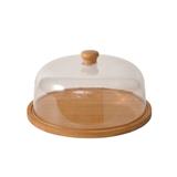 BAMBOO CAKE STAND WITH ACRYLIC LID 30CM