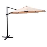 OFFSET PARASOL SPRING SOLAR LED LIGHT BROWN