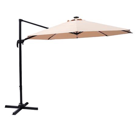 OFFSET PARASOL SPRING SOLAR LED LIGHT BROWN
