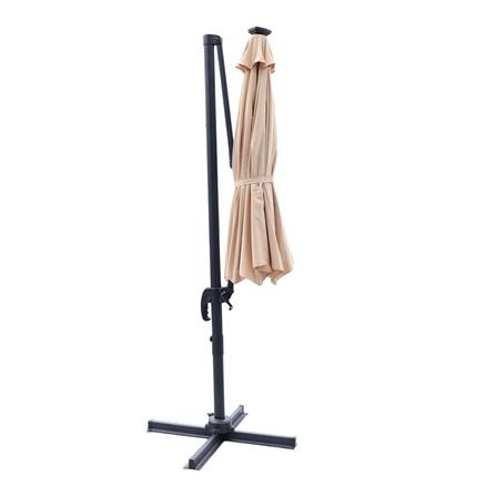 OFFSET PARASOL SPRING SOLAR LED LIGHT BROWN