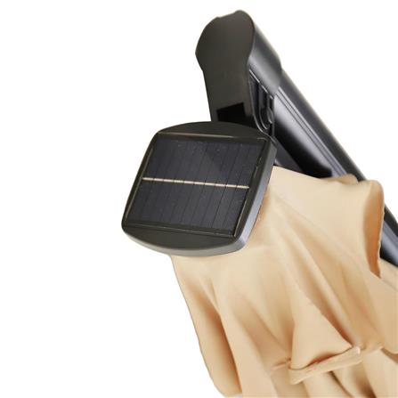 OFFSET PARASOL SPRING SOLAR LED LIGHT BROWN