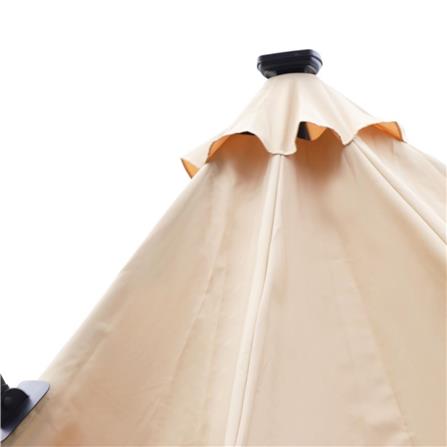 OFFSET PARASOL SPRING SOLAR LED LIGHT BROWN