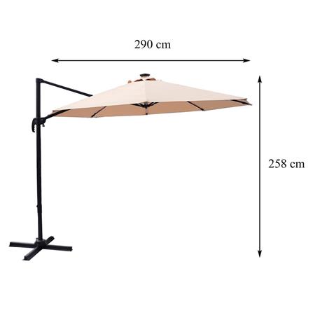 OFFSET PARASOL SPRING SOLAR LED LIGHT BROWN