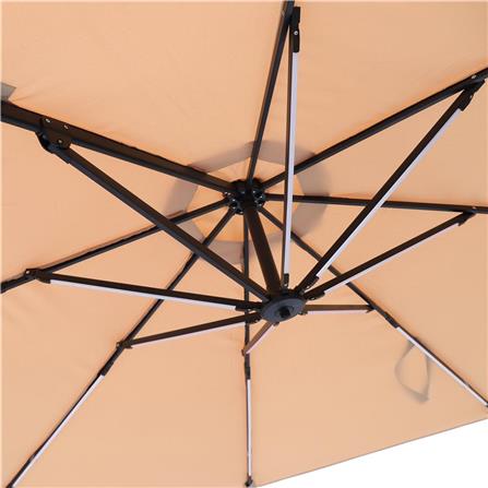OFFSET PARASOL SPRING SOLAR LED LIGHT BROWN
