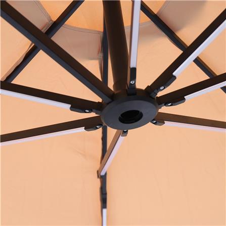 OFFSET PARASOL SPRING SOLAR LED LIGHT BROWN