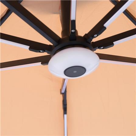 OFFSET PARASOL SPRING SOLAR LED LIGHT BROWN