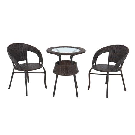 2-SEAT PE RATTAN PATIO SET ME LIVING RATTAN BROWN [EXCLUSIVE FROM HOMEPRO THAILAND]