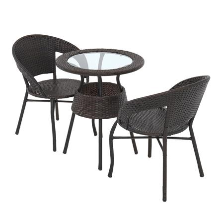2-SEAT PE RATTAN PATIO SET ME LIVING RATTAN BROWN [EXCLUSIVE FROM HOMEPRO THAILAND]