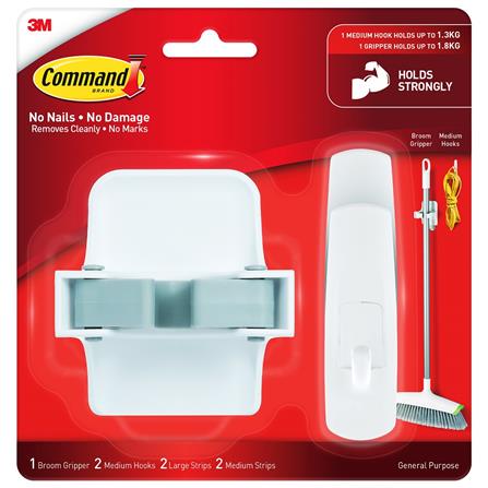 COMMAND BROOM GRIPPER + MEDIUM HOOK VALUE PACK